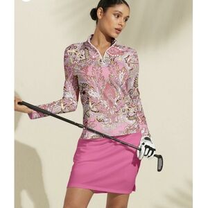 ACEGOLFS Pretty Feminine Pink Paisley L/S Pullover UPF50 Golf Pickleball Tennis